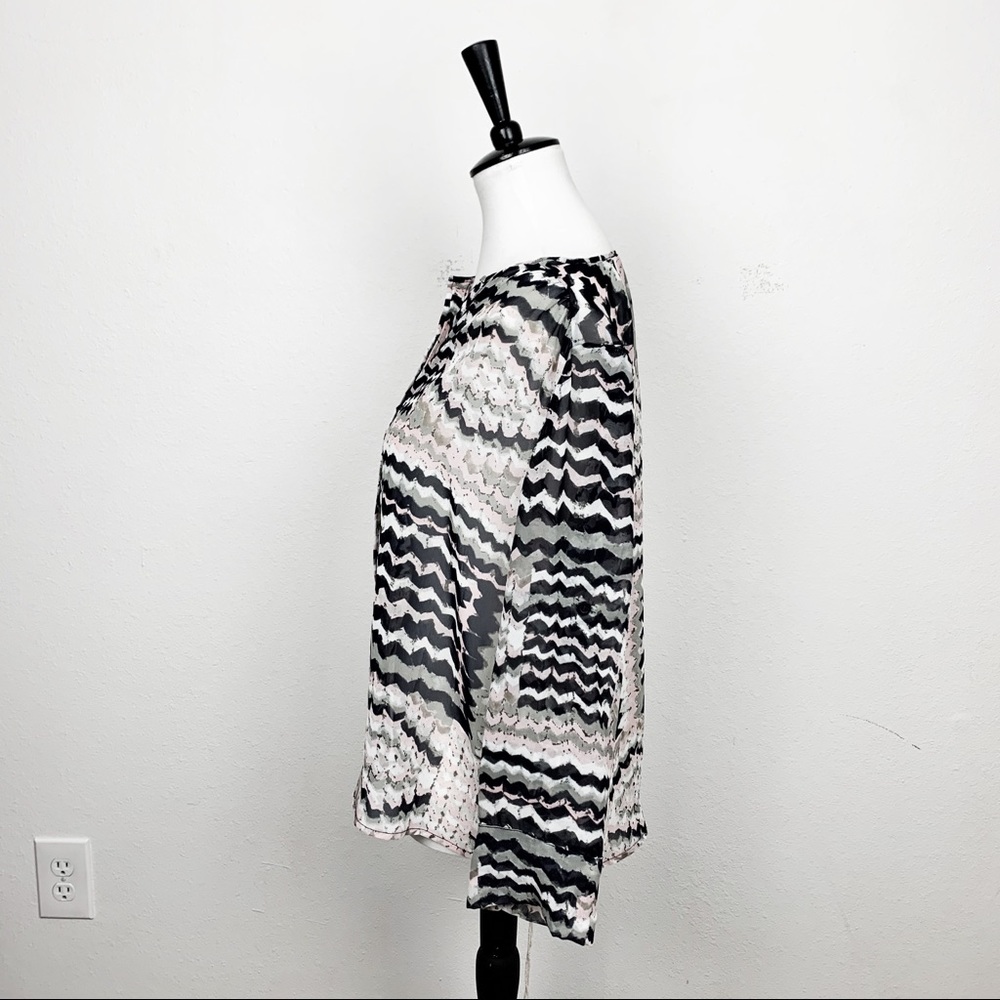 Collective Concepts Sheer Button Down Blouse Sz S - image 3